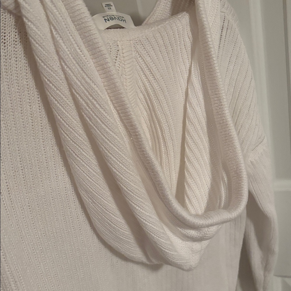 Make offer! Haven Well Within White Knit Hoodie pullover Sweater XS fits Medium - Picture 7 of 10